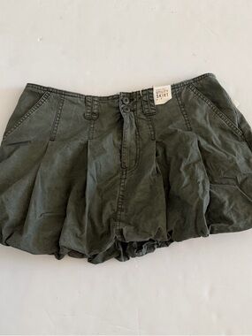 Utility Skirt Olive Green Bubble Skirt - Women's Casual